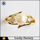 Cheaper Womens Rose Gold Plated Small Pearl And Diamond Ring China Manufacturers