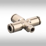 Brass Cross Metal Pneumatic Push to Connect Fittings with Nickel Plating