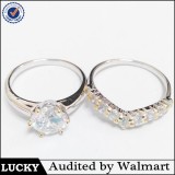 Newshe 2pcs Princess White Cz Sterling Silver Or Brass Cheap Womens Femal Wedding Engagement Ring Se