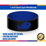 1 Inch Dual Layer Wristbands In Black And Blue Colors With Custom Logo