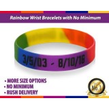 Custom Ink Printed Youth Wrist Bracelets With No Minimum In Rainbow Segmented Colors