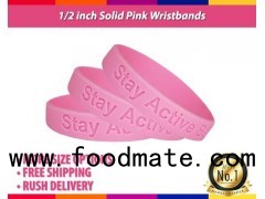 1/2inch No Minimum Engraved Pink And Rainbow Rubber Bracelets With Message For Birthday Party