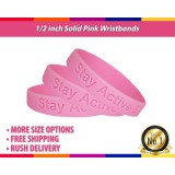 1/2inch No Minimum Engraved Pink And Rainbow Rubber Bracelets With Message For Birthday Party