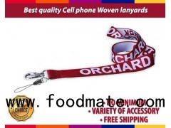 Best Quality Security Badge Holders Woven Lanyards With Plastic Cell Phone And Metal Clip