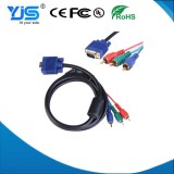 PC VGA SVGA 15Pin HD15 To RGB Connector 3 RCA Component TV HDTV Video Card Cable
