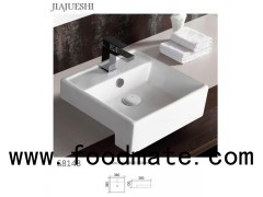 Colorful Rectangular Semi Recessed Wash Basin Vanity Sink