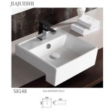 Colorful Rectangular Semi Recessed Wash Basin Vanity Sink