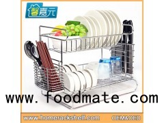 Double Layer Stainless Steel Dish Rack Drain Bowl Dish Rack