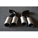 Round And Square Silver 304 Stainless Steel Double Heat Insulation 4-Hole Vent Exhaust Pipe Tips Muf