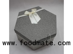 Grey Hexagon Paper Gift Boxes With Ribbon Bowknots And Pattern