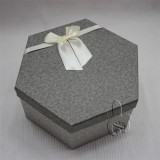 Grey Hexagon Paper Gift Boxes With Ribbon Bowknots And Pattern