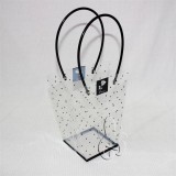 35×26（13）×13 Clear Flat Bottom Trapezoid Plastic Gift Bag With Black Plastic Handle