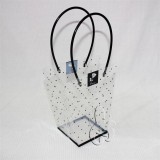 35×26（13）×13 Clear Flat Bottom Trapezoid Plastic Gift Bag With Black Plastic Handle
