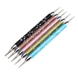 5 Pcs/Set Alloy Handle Double-ended Nails Dotting Pens Manicure Design Tool (B050)