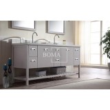 72 Grey Bathroom Vanity Base Double Sink With Shaker Drawers And Shelves