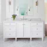 60 In Transitional White Single Sink Bathroom Vanity With Top, Sink And Mirror