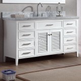 60 Inch White Bathroom Vanity Country Cottage Style With Marble Top