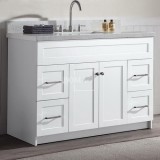 48 White Contemporary Bathroom Floor Standing Storage Vanity Cabinet With Sink