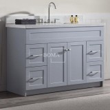 Quartz Top Grey Wood Single Sink Bathroom Vanity Combo 48 Inch