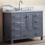 42 Inch Single Sink Bathroom Vanity Cabinet With Sink In Grey Finish