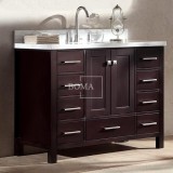 Free Standing Wood Furniture Espresso Bathroom Vanities And Sinks With Tops, 42