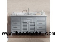 60 Inch Gray Cottage Bathroom Single Sink Vanity Base Cabinet