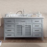 60 Inch Gray Cottage Bathroom Single Sink Vanity Base Cabinet