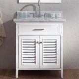 White Small Bathroom Floor Storage Vanity Cabinet Country Style 30 Inch