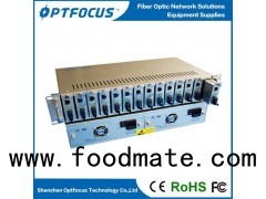 14 Slots 19'inch Fiber Media Converter Rack 2U with Dual Power Supply AC220V or DC-48V with 4 C