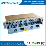 14 Slots 19'inch Fiber Media Converter Rack 2U with Dual Power Supply AC220V or DC-48V with 4 C