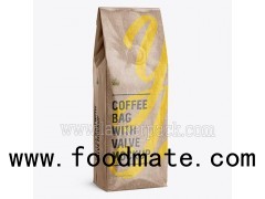 Kraft Paper Coffee Bag with Valve | Flat Bottom Pouch