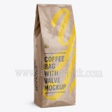 Kraft Paper Coffee Bag with Valve | Flat Bottom Pouch