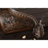 Professional Chinese Nanmu Playing Guzheng Carved Chinese Painting Dunhuang Frescoes For Performance