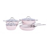 9PCS White Forged Aluminium Marble Coating Cookware Set With Bakelite Handle In Matching Color