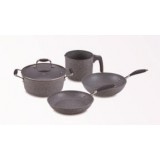 5PCS Forged Aluminum Marble Coating Cookware Set With Glass Lid , Bakelite Handle