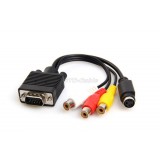 VGA SVGA Male To S-Video 3 RCA Audio Video AV Cable