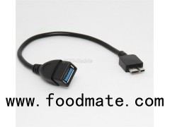 Black USB 3.0 Micro B To USB 3.0 Female OTG Cable