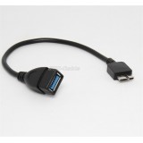 Black USB 3.0 Micro B To USB 3.0 Female OTG Cable