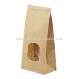 Eco-friendly Paper Take Away Food Bag For Coffee Beans With Clear Window