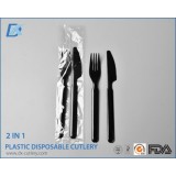 2 In 1 Hot Sale Logo Printed Strong Plastic Cutlery Sets Manufacturers