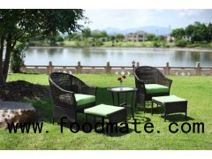 5 Pcs Poly Wicker Round Table Dining Set,high Back,Comfortable