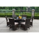 Black Tempered Glass Top Round Table Dining Set ,4 Seater,armless Chair ,both Outdoor And Indoor