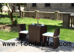 Brown Cube Table PE Rattan Dining Set,coffee Table And Chair,Space Saving