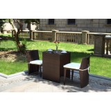 Brown Cube Table PE Rattan Dining Set,coffee Table And Chair,Space Saving