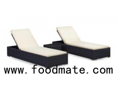 Beach PE Rattan Sun Bed,with Side Table,direct Sale