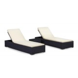 Beach PE Rattan Sun Bed,with Side Table,direct Sale
