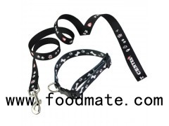 Custom Black Extra Long Dog Collar And Leash Set