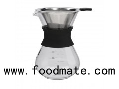 Pour Over Borosilicate Glass Coffee Brewer With Stainless Steel Coffee Dripper 650ml
