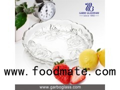 Clear 7 Inch Rose Design Round Shape Glass Salad Plates For Fruit Desert Or Snack Using At Home Rest