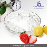 Clear 7 Inch Rose Design Round Shape Glass Salad Plates For Fruit Desert Or Snack Using At Home Rest